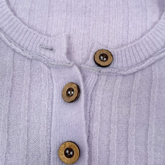 Free People Around the Clock Oversized Ribbed Henley Sweater XS Lavender Lounge - Picture 5 of 11